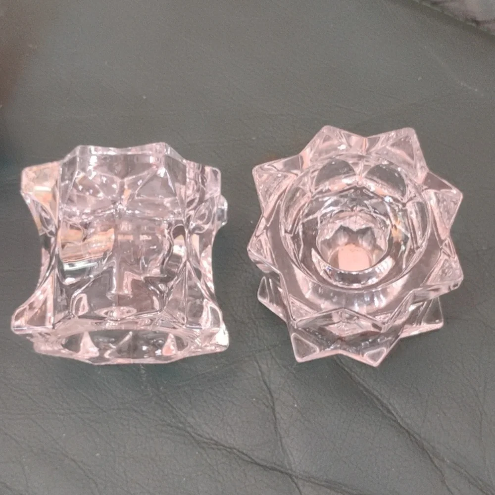 ✨ SPARKLING STAR PAIR HEAVY CRYSTAL VERSATILE CANDLE HOLDERS EVC
